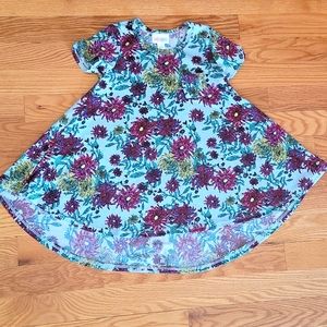 LuLaRoe Girls Floral Short Sleeve Swing Dress